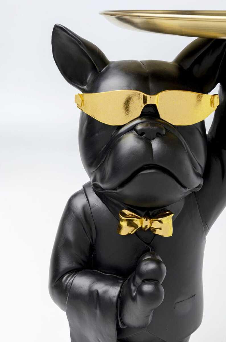 KARE Design Tavolino Cool Bulldog Tray Nero 34x55  