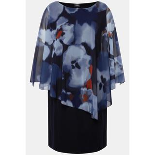 Ulla Popken Robe à fleurs Col rond Effet de superposition Manches 3/4  