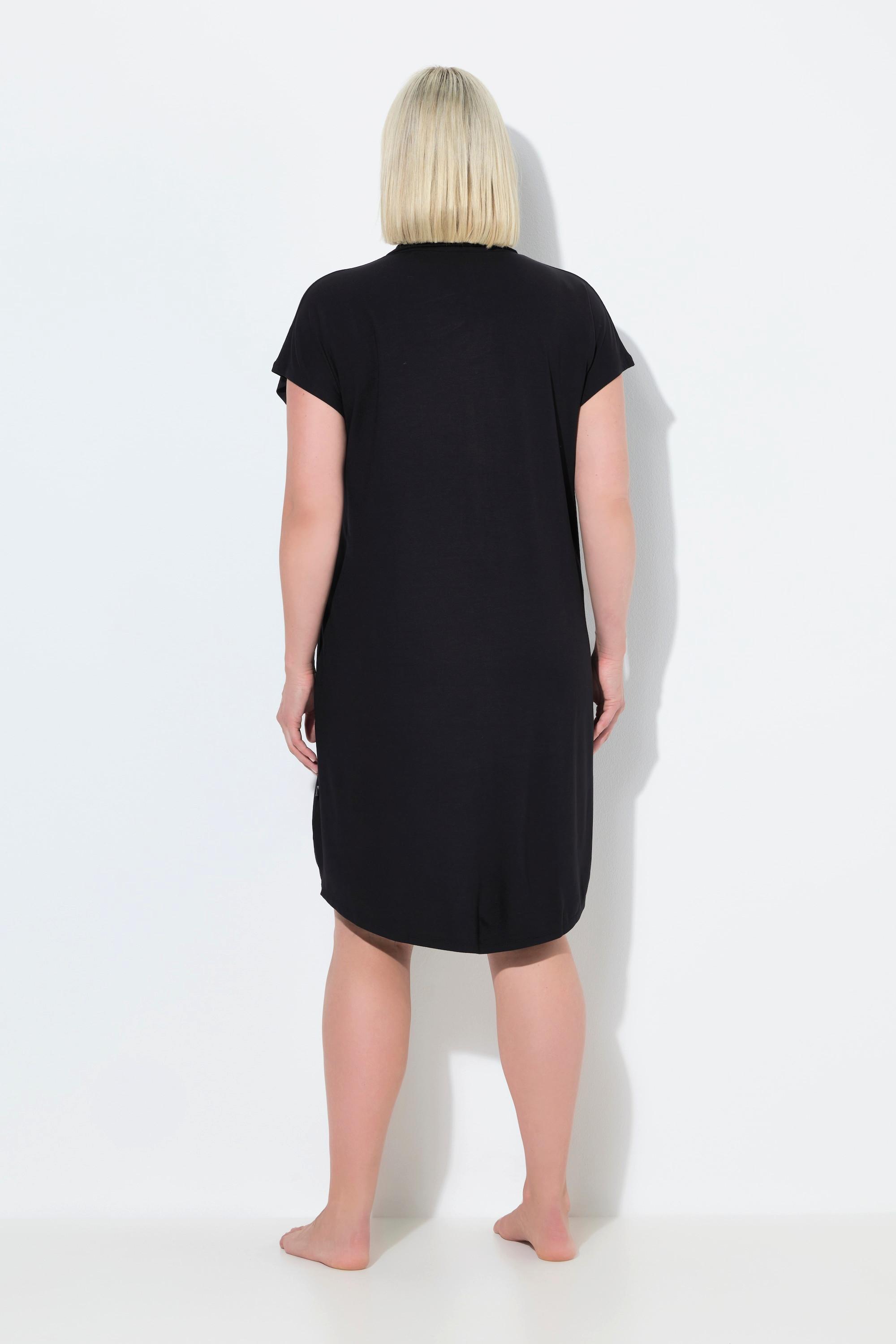 Ulla Popken Camicia da notte oversize collo a camicia scollo a V mezze maniche  