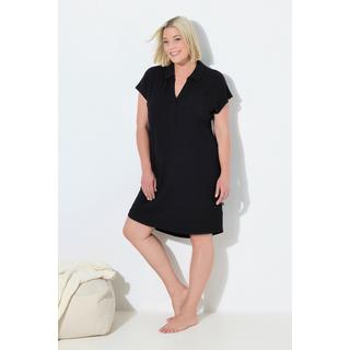 Ulla Popken Camicia da notte oversize collo a camicia scollo a V mezze maniche  