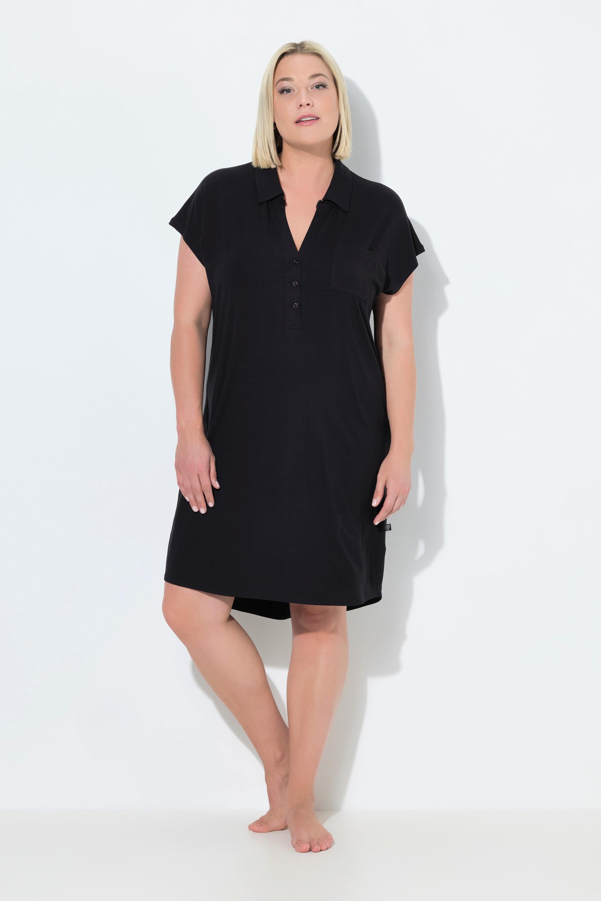 Ulla Popken Camicia da notte oversize collo a camicia scollo a V mezze maniche  