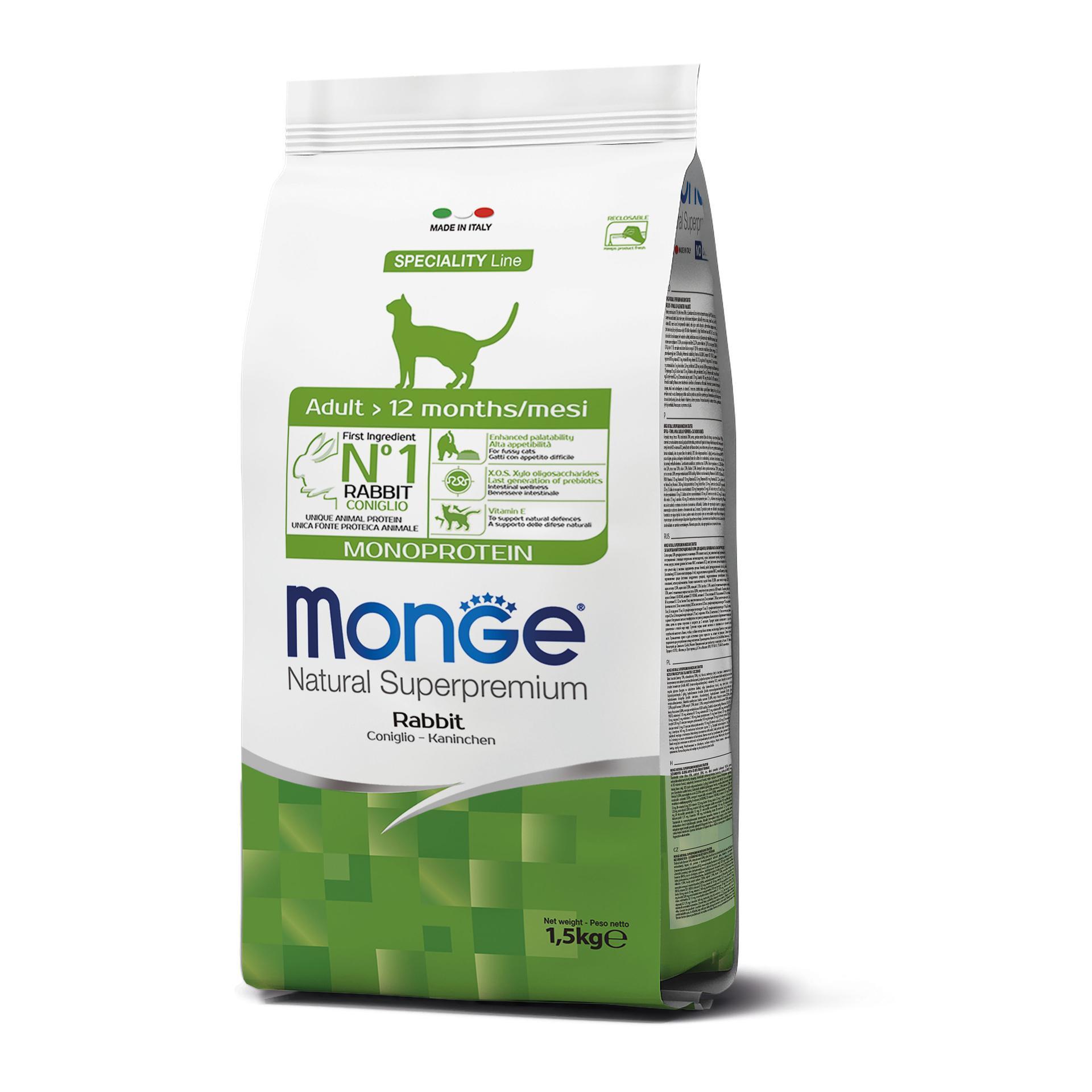 Monge  chat monoprotéine adulte lapin, 1,5kg 