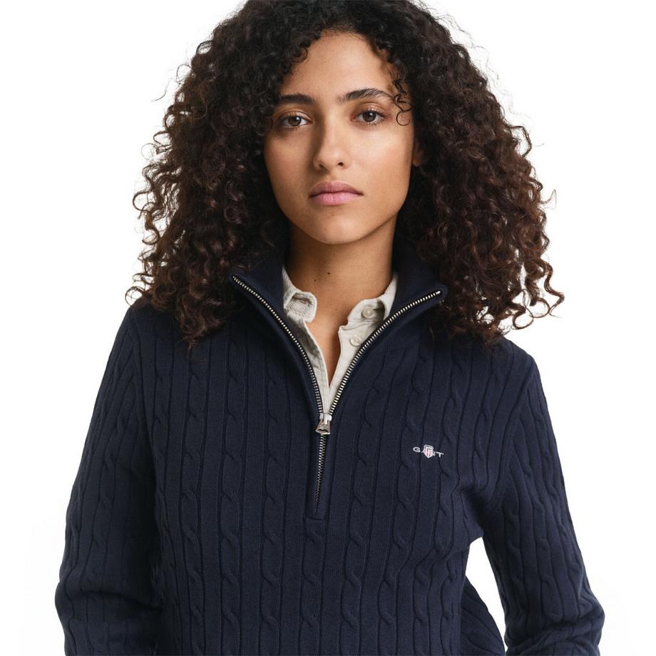GANT Strickpullover  1er Pack Figurbetont-STRETCH COTTON CABLE HALF-ZIP  
