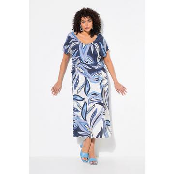 Maxi abito dal taglio smanicato con foglie, coulisse e scollo a V