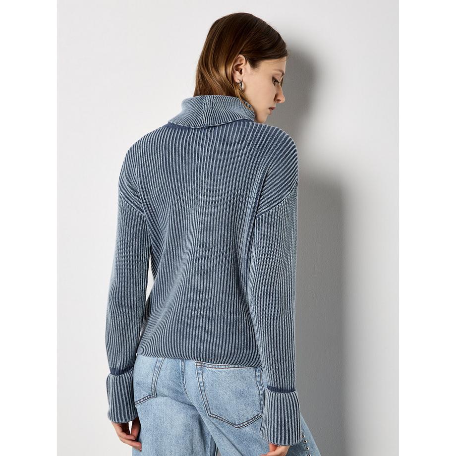 APRICOT Maglione dolcevita in maglia a costine stonewashed  