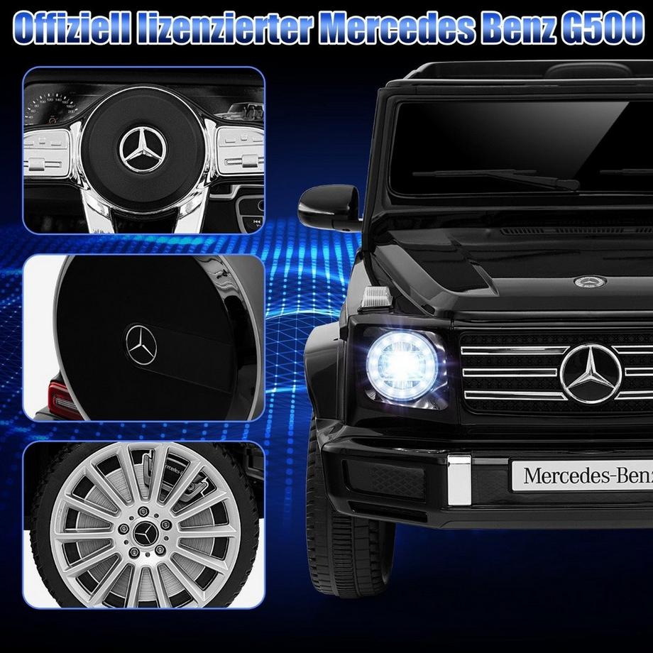 B2X  Elektroauto für Kinder Mercedes Benz G500 Kinderauto Elektro mit Fernsteuerung Schwarz 