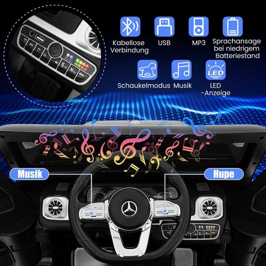B2X  Elektroauto für Kinder Mercedes Benz G500 Kinderauto Elektro mit Fernsteuerung Schwarz 
