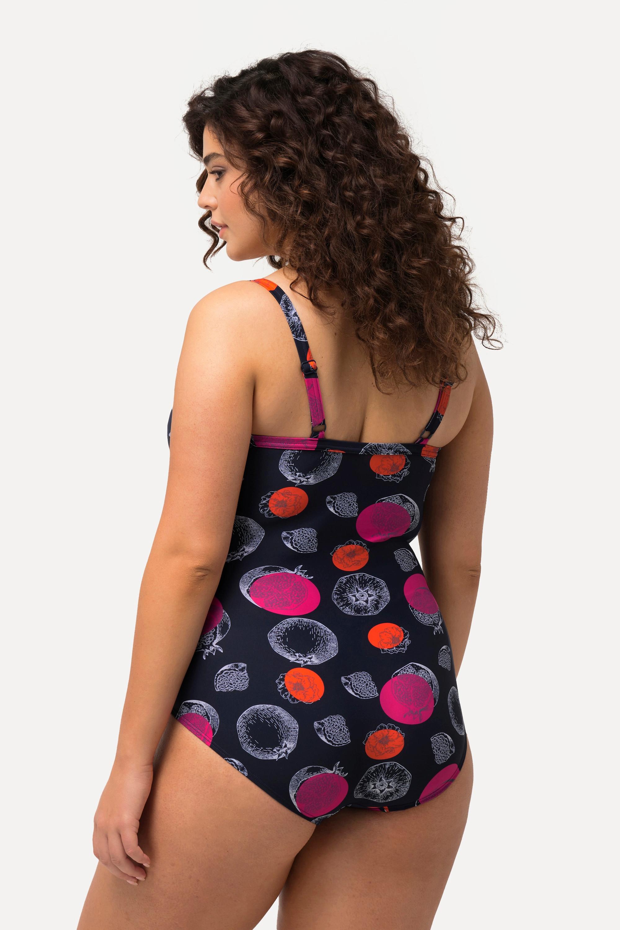 Ulla Popken Maillot de bain Pois Grenades Bonnets Souples Style Cache-cœur  