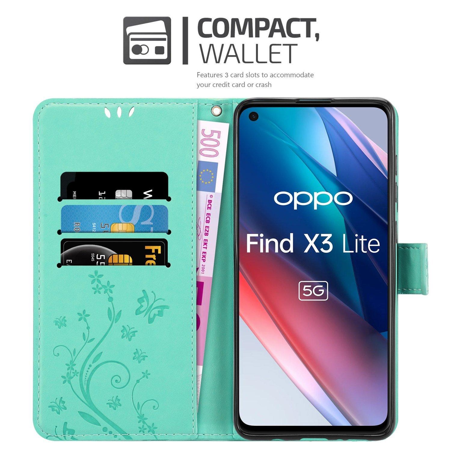 Cadorabo  Housse compatible avec Oppo FIND X3 LITE - Coque de protection au design floral avec fermeture magnétique, fonction de support et emplacements pour cartes 