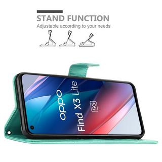 Cadorabo  Housse compatible avec Oppo FIND X3 LITE - Coque de protection au design floral avec fermeture magnétique, fonction de support et emplacements pour cartes 