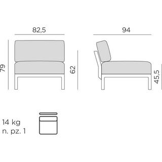 NARDI outdoor Élément central de salon de jardin Maximo gris rouge  