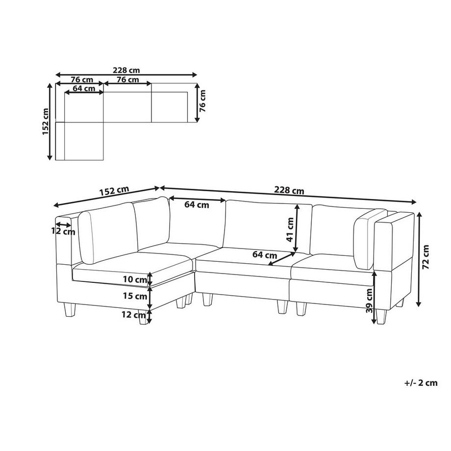 Beliani Canapé d'angle en Tissu  UNSTAD  