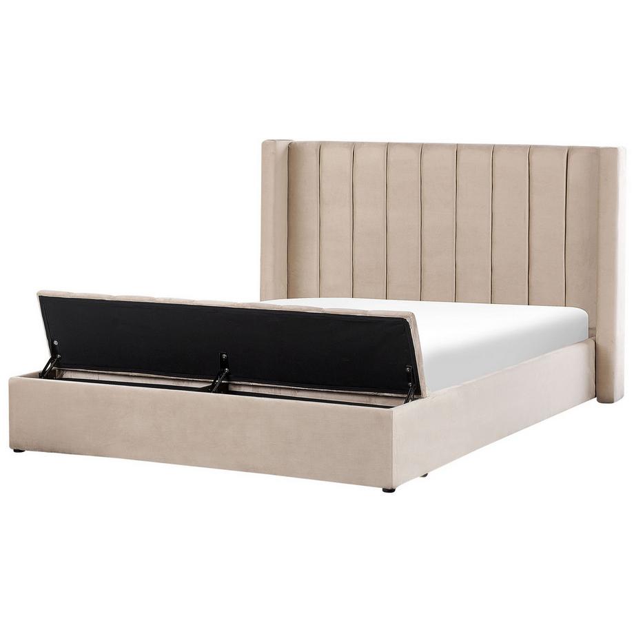 Lit à eau avec banquette de rangement en Velours Minimaliste NOYERS