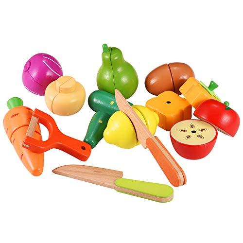 Activity-board  Jouets en bois pour la cuisine des enfants - Jeu de découpe de fruits et légumes pour le jeu de rôle 