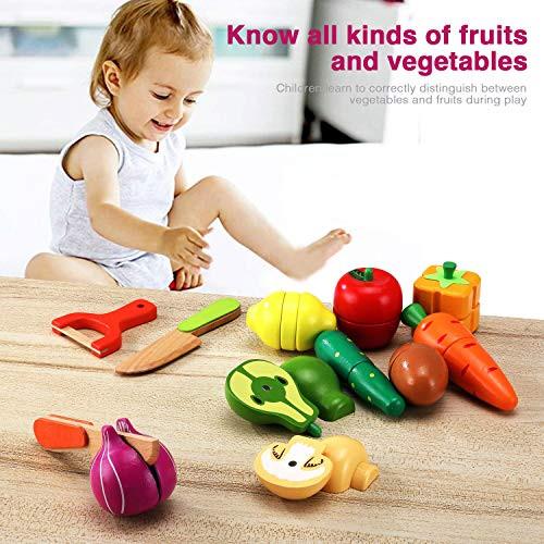 Activity-board  Jouets en bois pour la cuisine des enfants - Jeu de découpe de fruits et légumes pour le jeu de rôle 