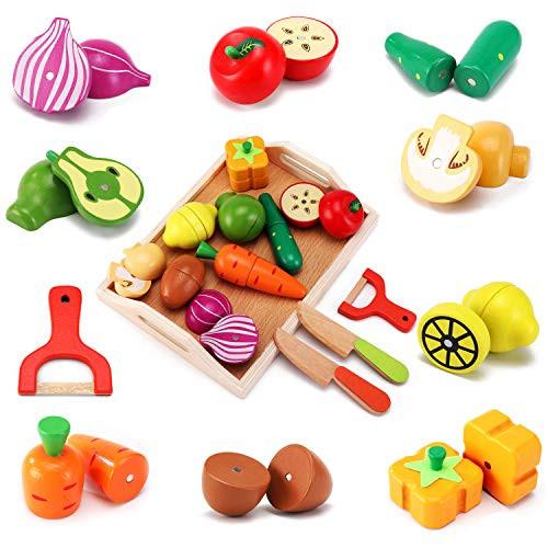 Activity-board  Jouets en bois pour la cuisine des enfants - Jeu de découpe de fruits et légumes pour le jeu de rôle 