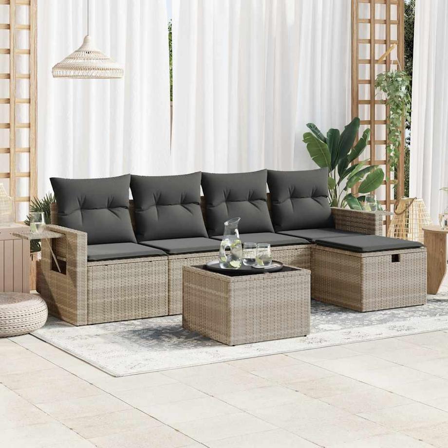 VidaXL set di divani da giardino Polirattan  