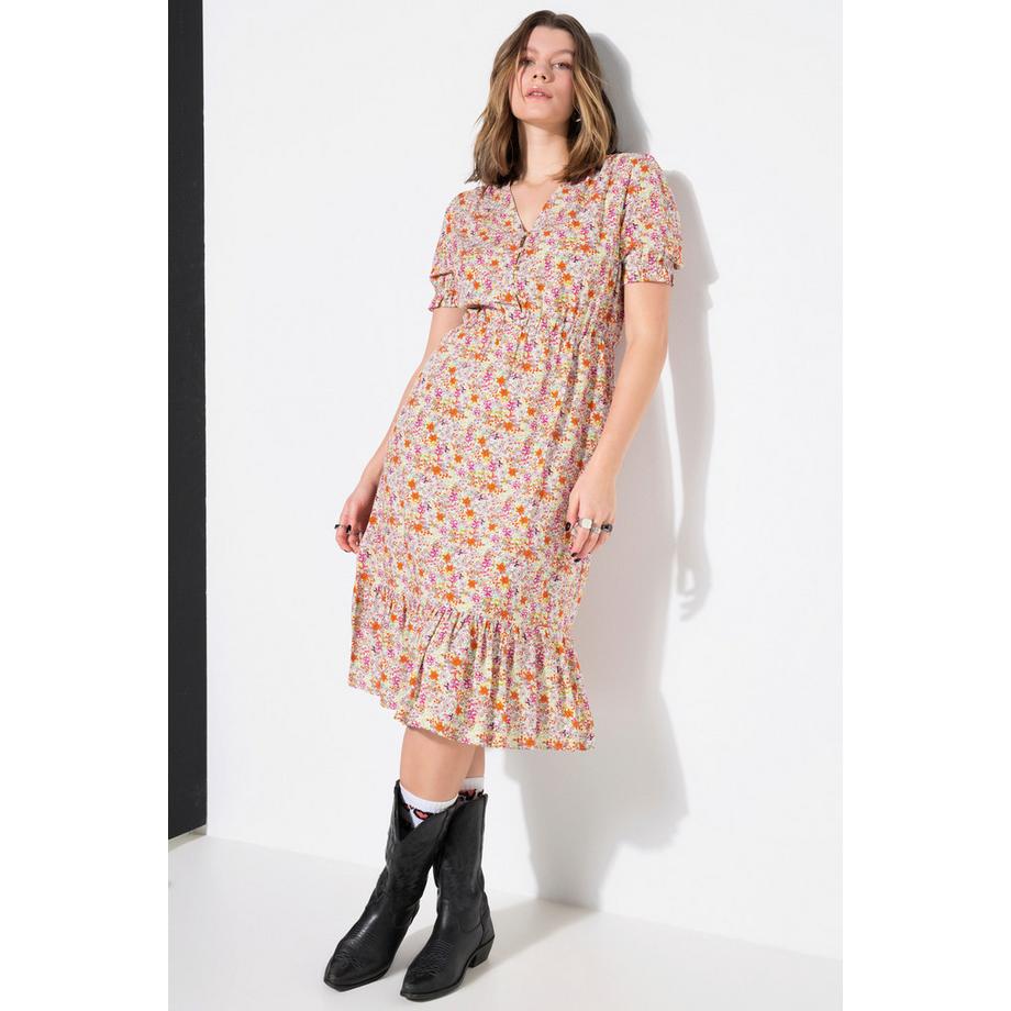Studio Untold Robe Midi Coupe Évasée Imprimé Floral Minimaliste Volant  