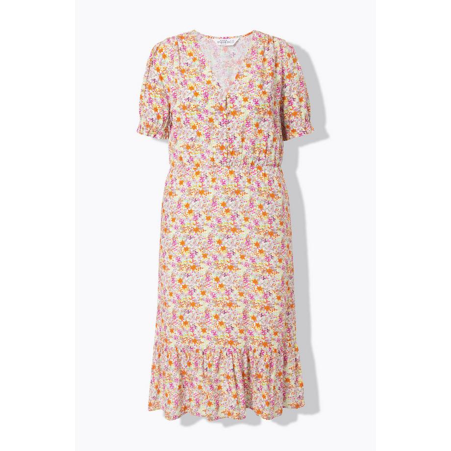 Studio Untold Robe Midi Coupe Évasée Imprimé Floral Minimaliste Volant  