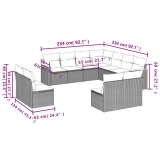 VidaXL set divano da giardino Polirattan  