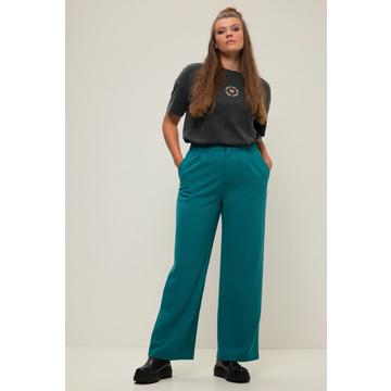 Pantalon taille haute à jambes larges et taille partiellement élastique. Tissu mélangé.