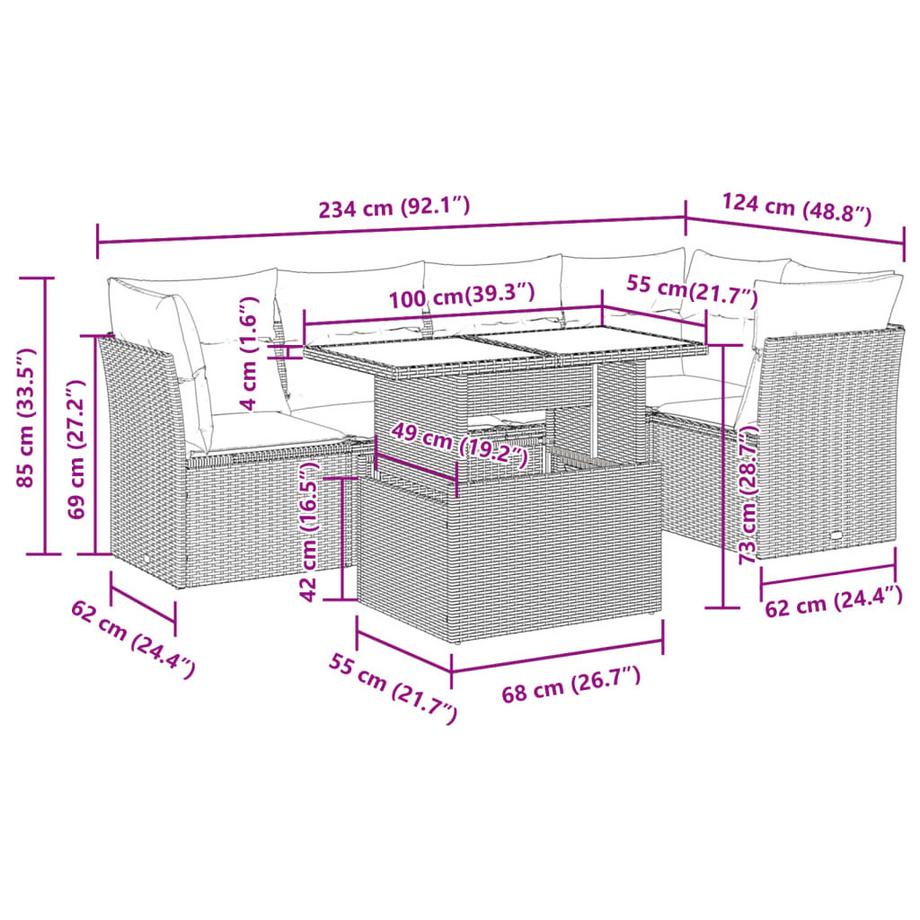 VidaXL Ensemble de canapés de jardin rotin synthétique  