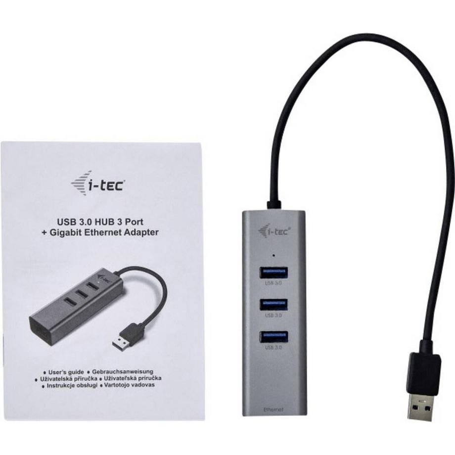 i-tec  USB 3 Metal 3-Port HUB mit Gigabit Ethernet Adapter 