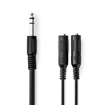 Câble de liaison stéréo | 6,35 mm Hane | 2x 6,35 mm Hona | Nickelplaterad | 0,20 m | Rond | Låda