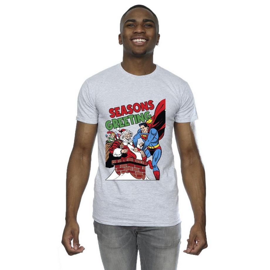 DC COMICS Seasons Greeting Superman Santa T-Shirt  