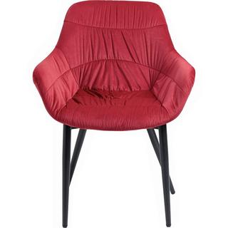 mutoni Chaise avec accoudoirs velours rouge  