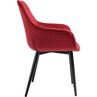 mutoni Chaise avec accoudoirs velours rouge  