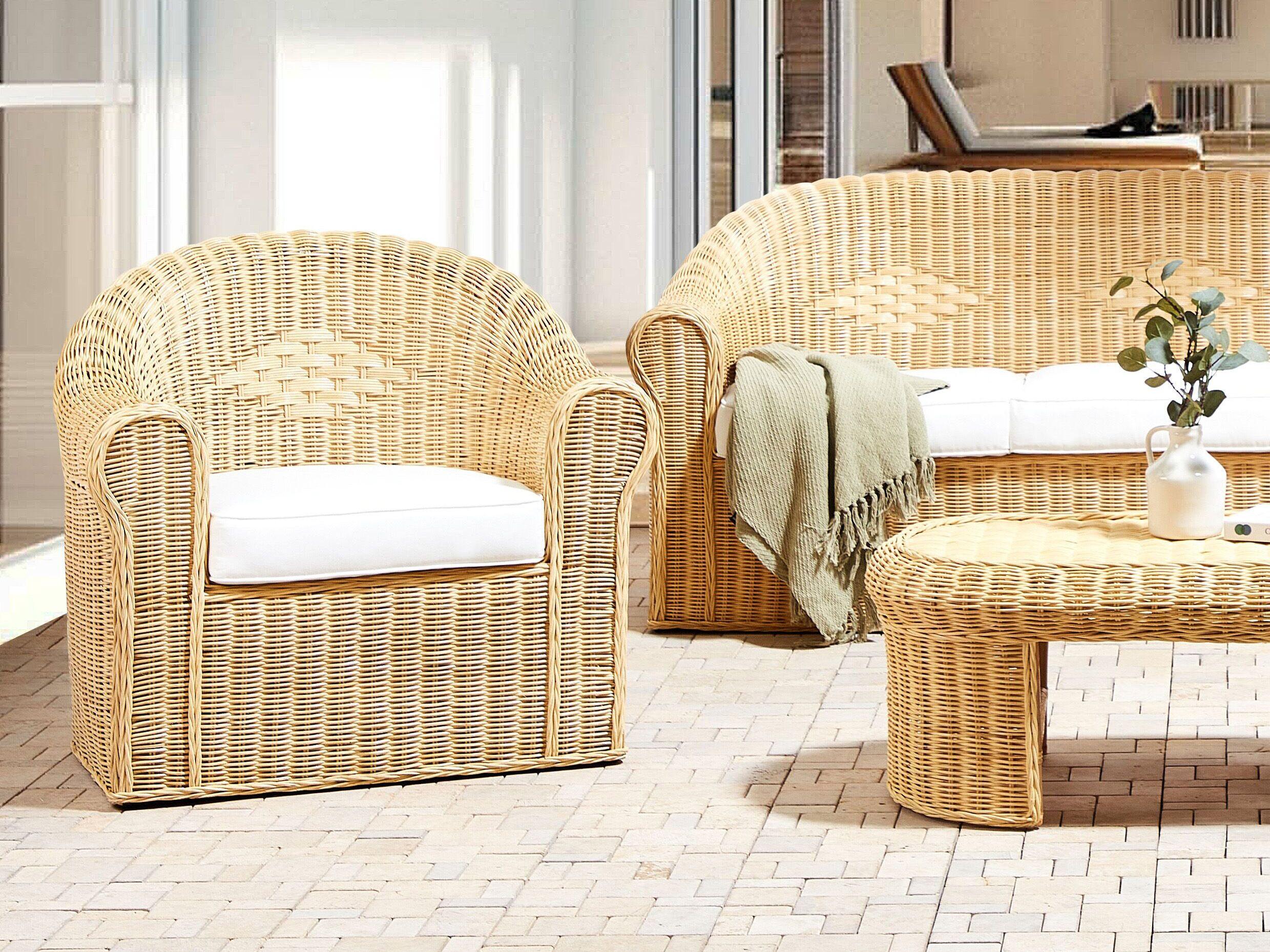 Beliani Gartenstuhl aus Rattan Boho LIVADEIA  