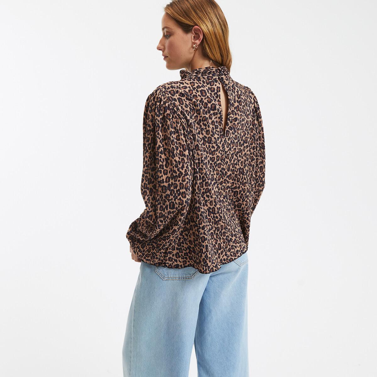 La Redoute Collections  Bluse mit Stehkragen und Leopardenprint 