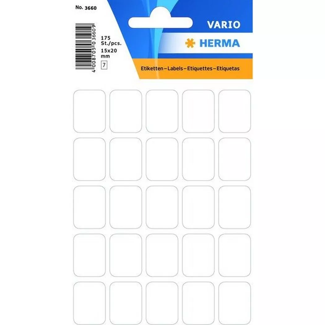 HERMA – Etiketten 15×20mm 3660 weiss 175 Stück, One Size