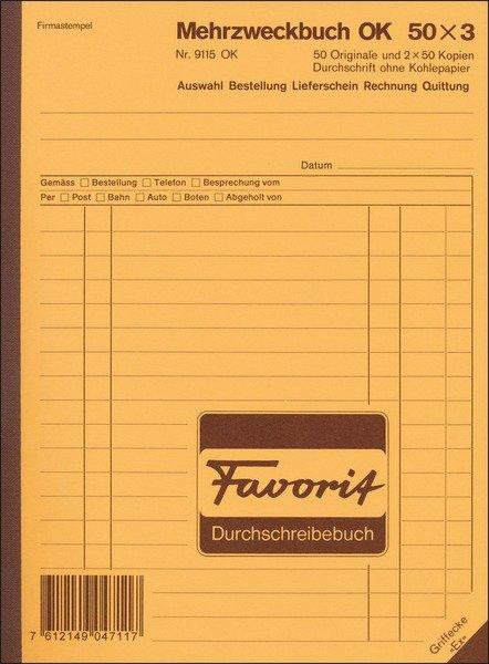 Favorit FAVORIT Mehrzweckbuch D A5 9115 OK blau/blau/weiss 50x3 Blatt  