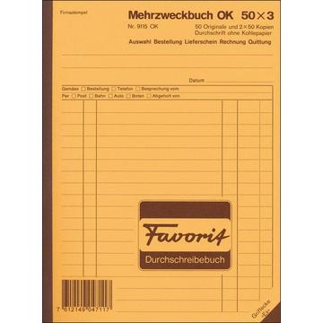 FAVORIT Mehrzweckbuch D A5 9115 OK blau/blau/weiss 50x3 Blatt