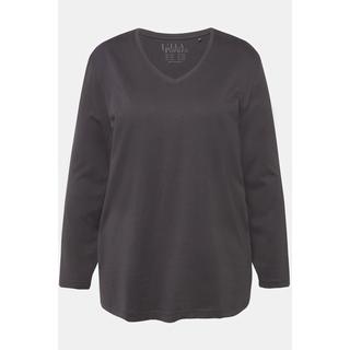 Ulla Popken  Shirt, V-Ausschnitt, Relaxed, Langarm 