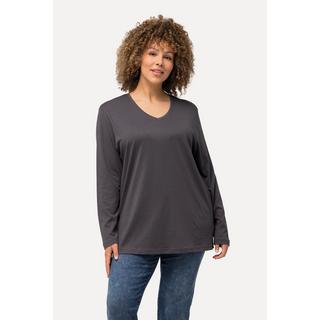 Ulla Popken  T-shirt coupe Relaxed Fit, col en V et manches longues 