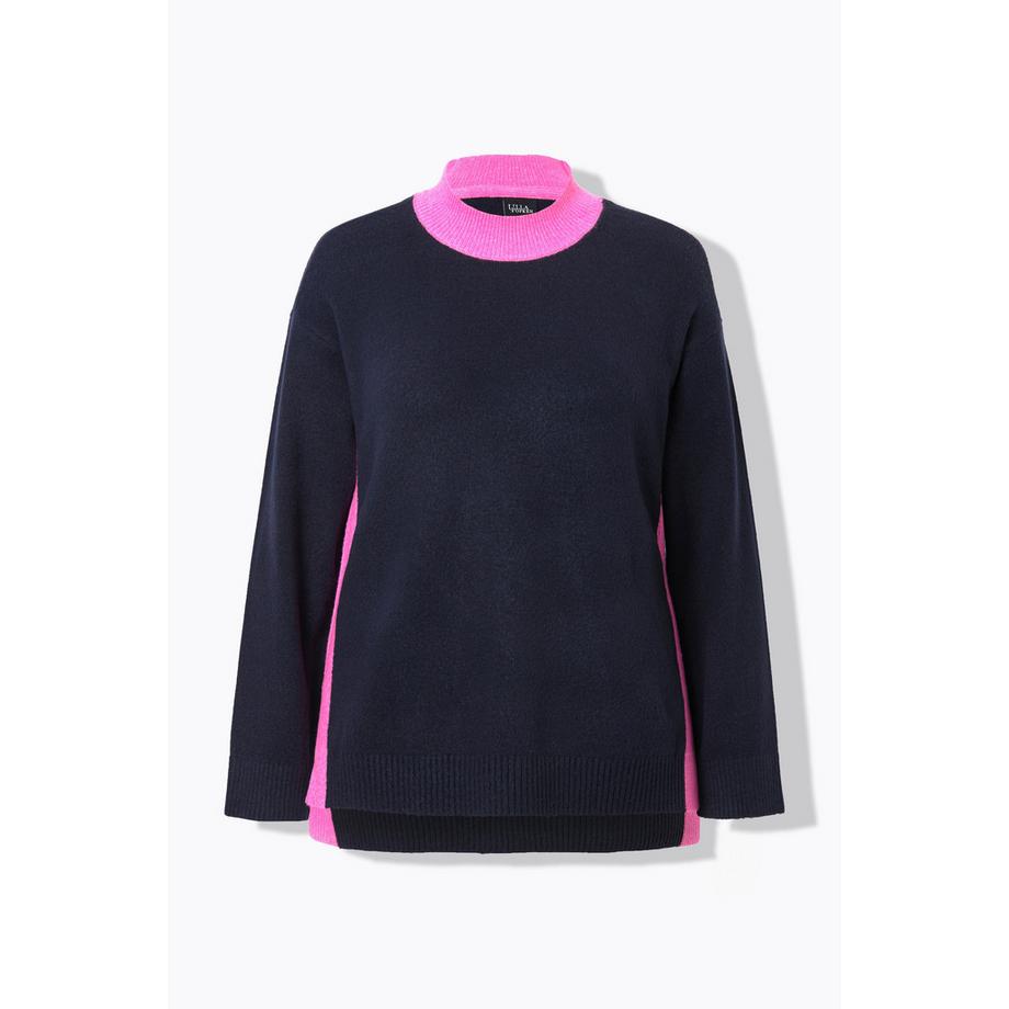 Ulla Popken Color Block Stehkragen Langarm Pullover  
