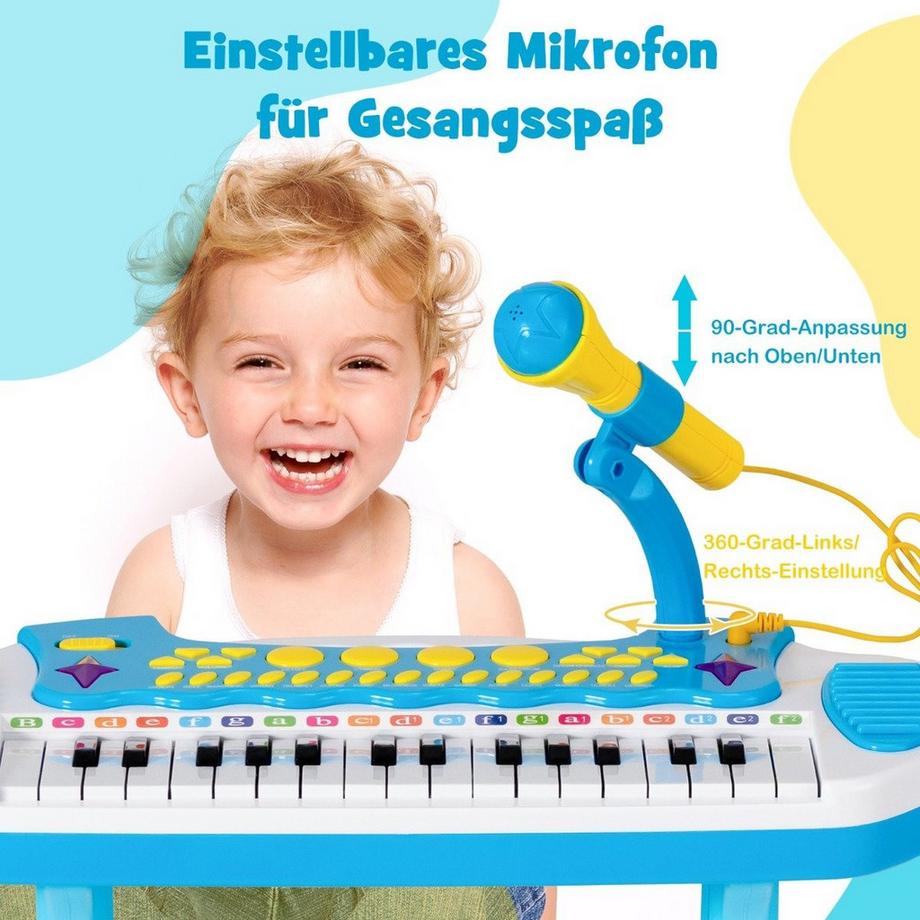 Northix  Tastiera per bambini con microfono e sgabello 