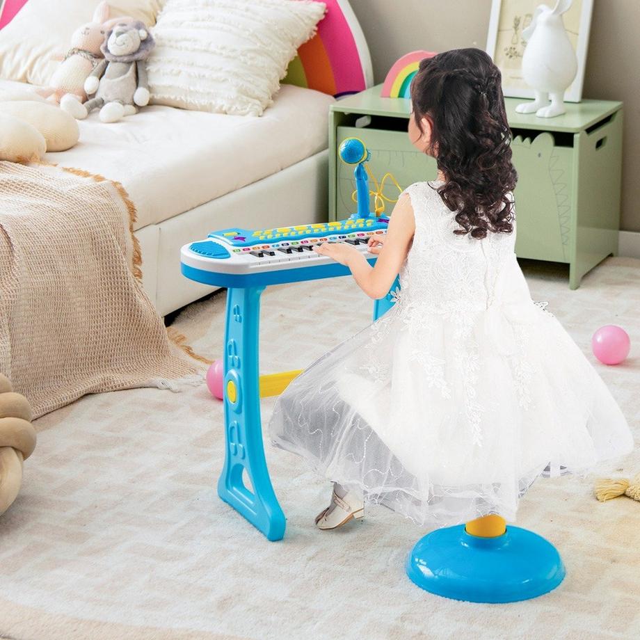 Clavier pour enfants avec micro et tabouret