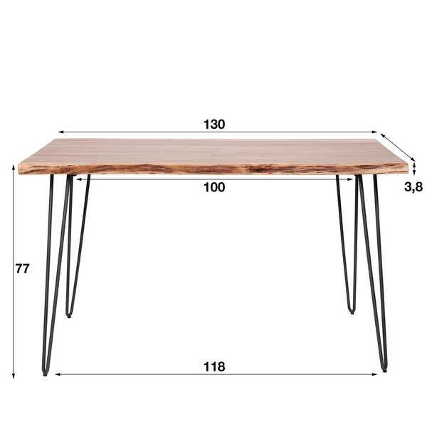 mutoni Table en bois massif Edge 130x70  