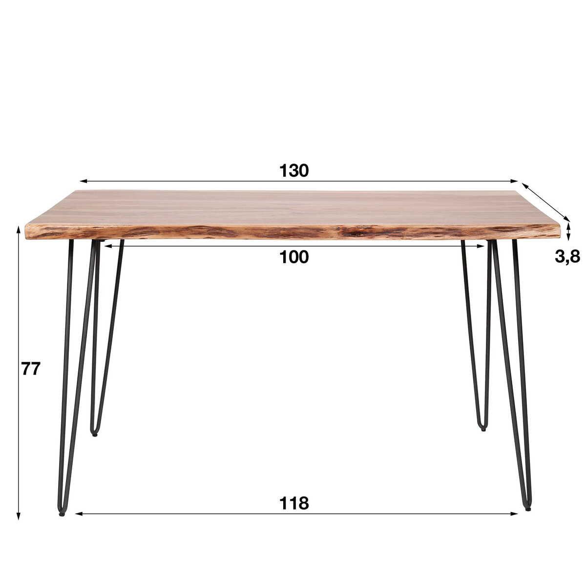 mutoni Table en bois massif Edge 130x70  