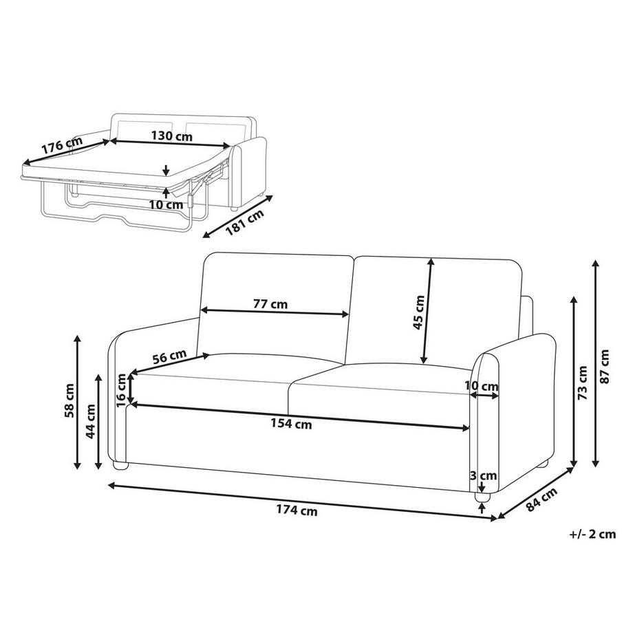 Beliani Canapé-lit en Bouclé Traditionnel BENNAS  