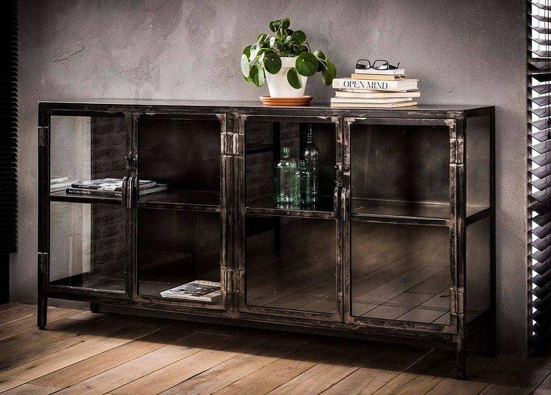 mutoni Credenza Rift in metallo 4 ante Gun metal  