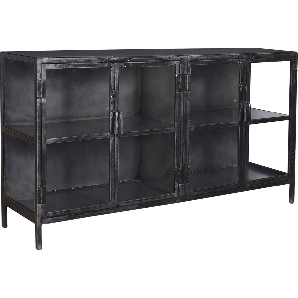 mutoni Buffet Rift métal 4 portes Gun metal  