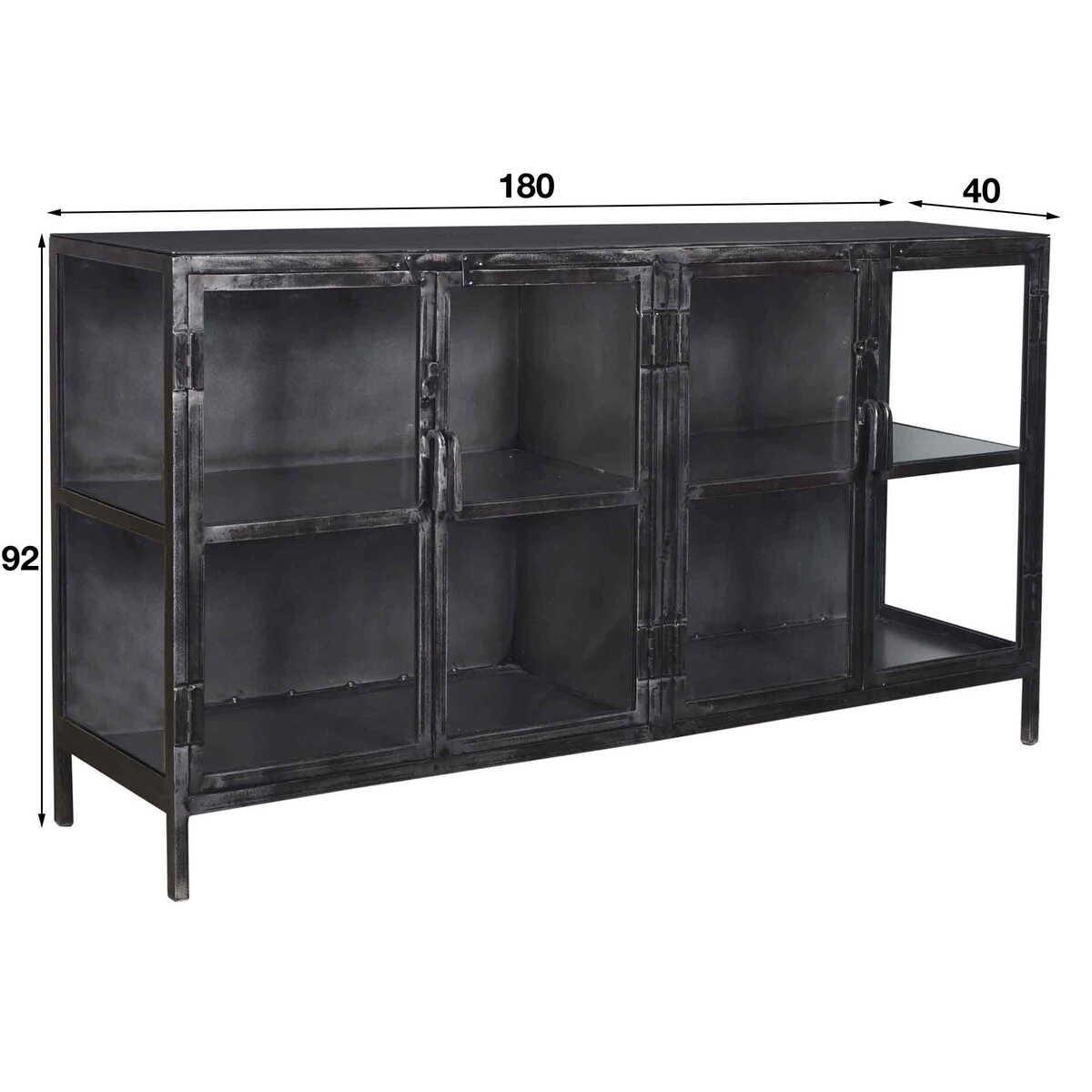 mutoni Buffet Rift métal 4 portes Gun metal  