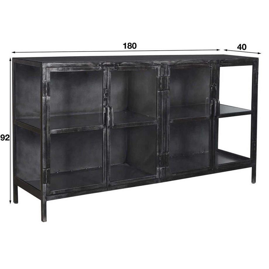 mutoni Sideboard Rift Metall 4 Türen Gun metal  