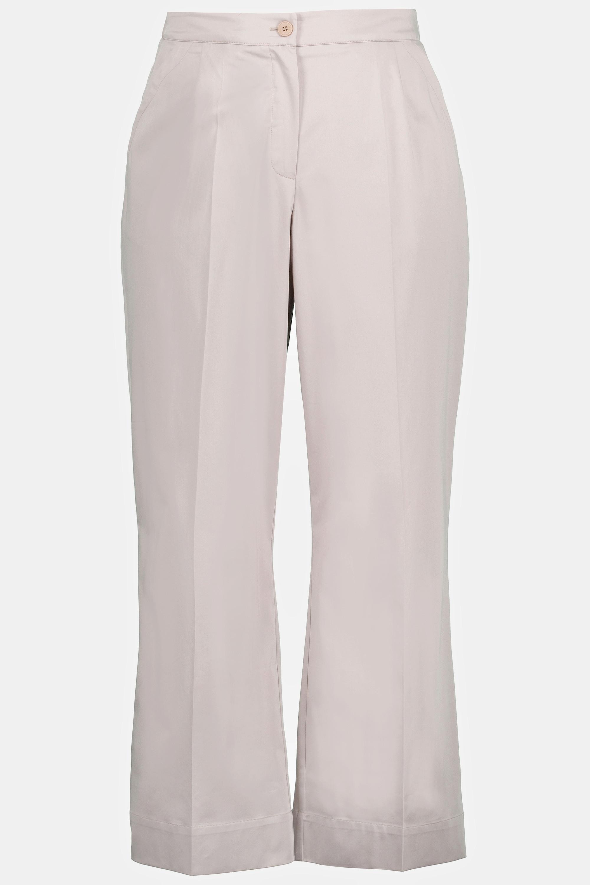 Ulla Popken  Pantalon 7/8, pinces, jambes évasées, ceinture confortable 