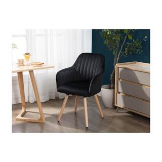 Vente-unique Lot de 2 chaises avec accoudoirs ELEANA Velours Métal Effet Bois  